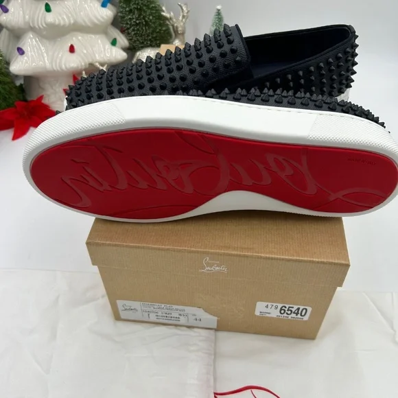 Men’s Christian Louboutin roller boat spike slip on sneakers size 44  Italy - Picture 7 of 13